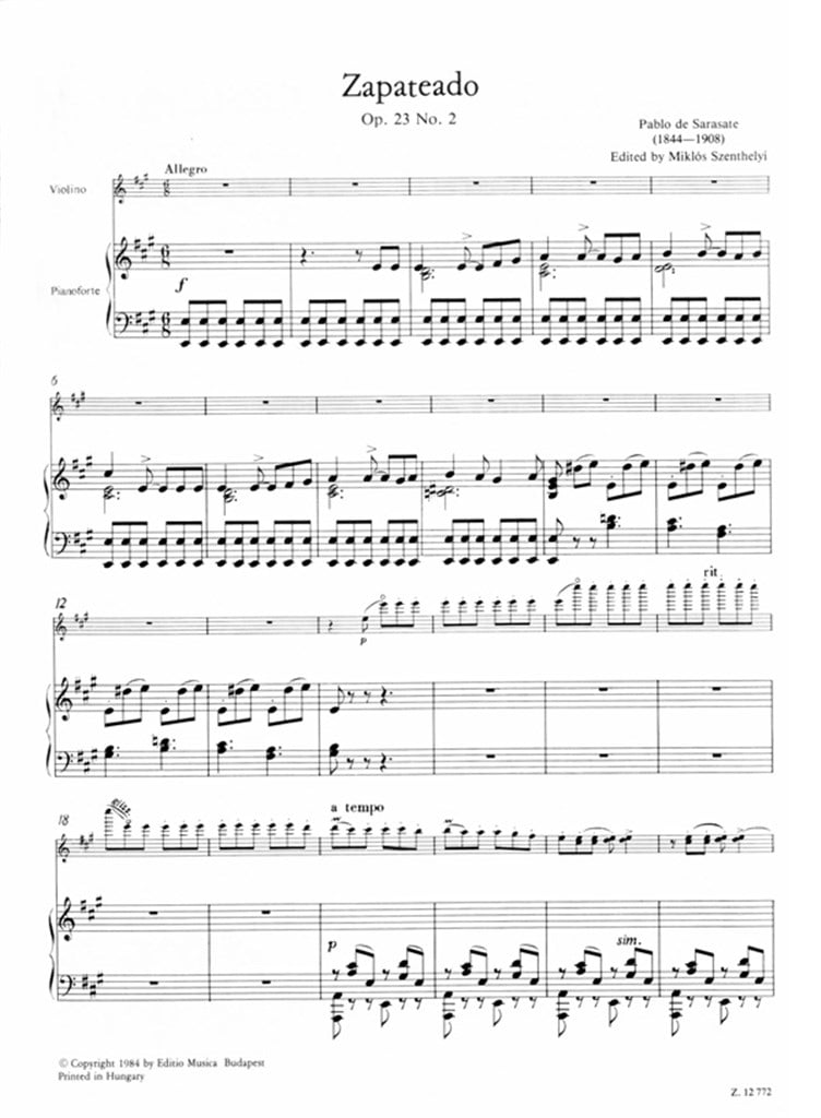 Spanische Tänze für Violine mit Klavierbegleitung